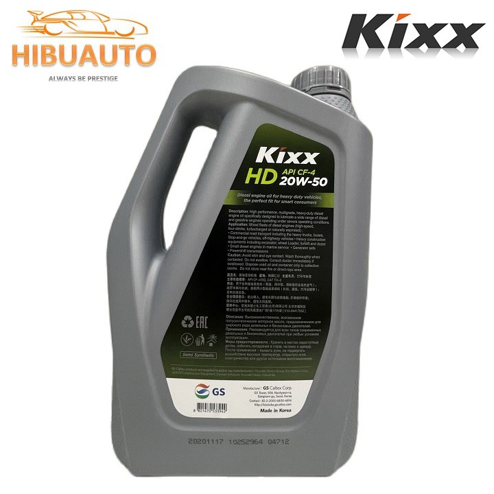 Dầu Nhờn Động Cơ Kixx HD CF-4 20W/50 – 4L Diesel Bán Tổng Hợp