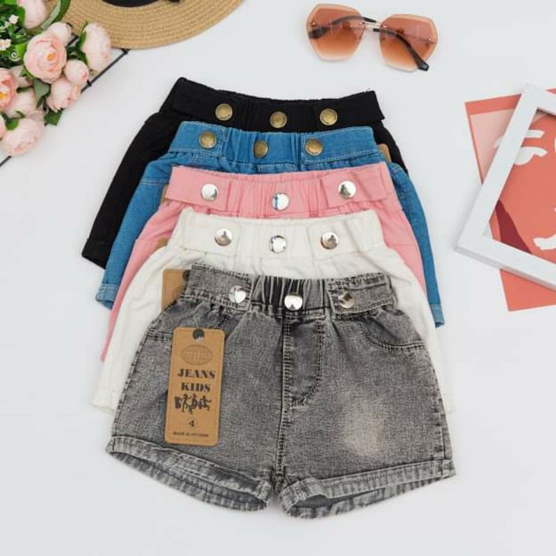 (Sz 6-18kg) Quần Sooc Jean Mềm mát, co giãn, Phong Cách Cho Bé Gái