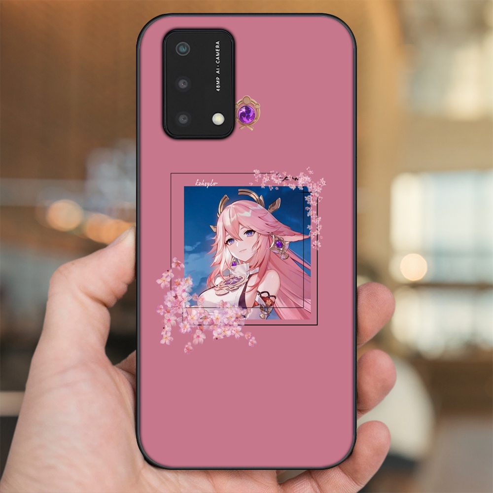 Ốp lưng Oppo A74, A93 5G, A95 viền đen in hình Yae Miko Genshin Impact