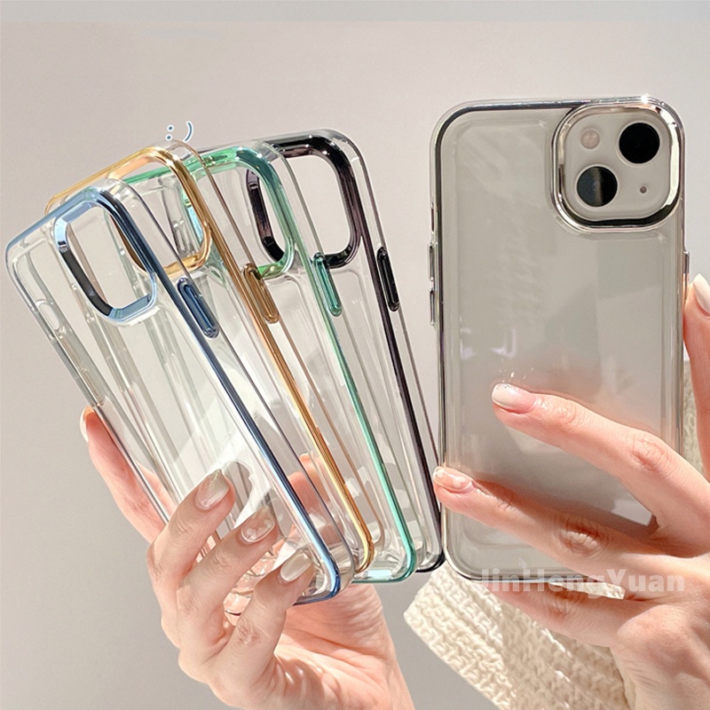 Ốp Điện Thoại Silicon Trong Suốt Mạ Viền Sang Trọng Chống Sốc Cho IPhone 13 12 11 Pro Max XR XS X