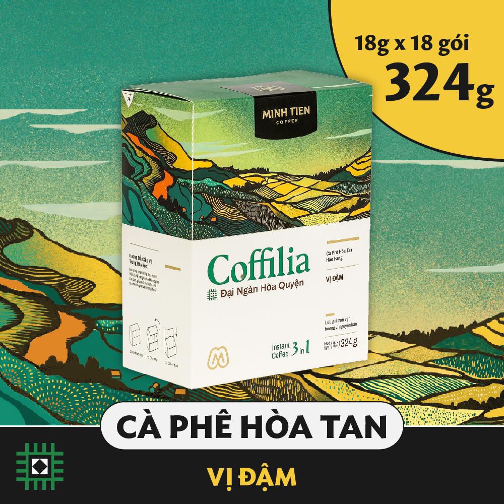 Cà phê hòa tan nguyên chất Coffilia 3in1 sạch nguyên bản - Cafe Vị Đậm (hộp 18 gói)