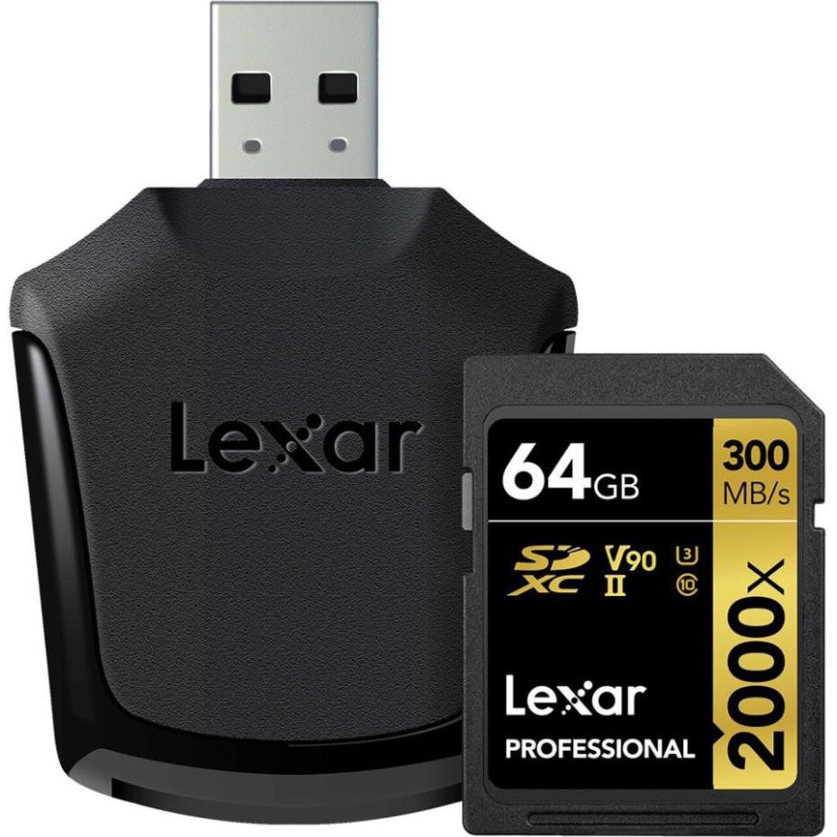 Thẻ Nhớ Lexar 2000X Professional SDXC UHS-II 300MB/260MB/s (Kèm Reader UHS-II) - Hàng Chính Hãng