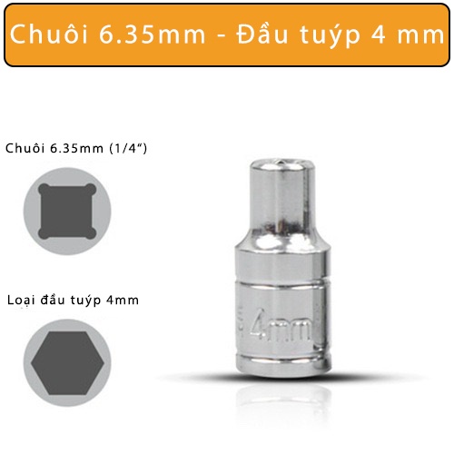 Bộ Đầu Tuýp 6.35mm - Size 4mm Đến 14mm - Hàng Chất Lượng
