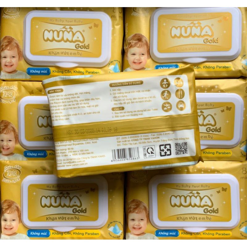 combo 10 khăn giấy ướt Nuna Gold 80 tờ ( siêu dày _ mềm mịn )