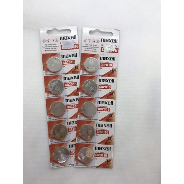 Vĩ 5 Viên Pin 3V MAXELL CR2016 Mẫu Mới nhập khẩu Nhật Bản dùng cho Smartkey, máy tính, remote, cân điện tử