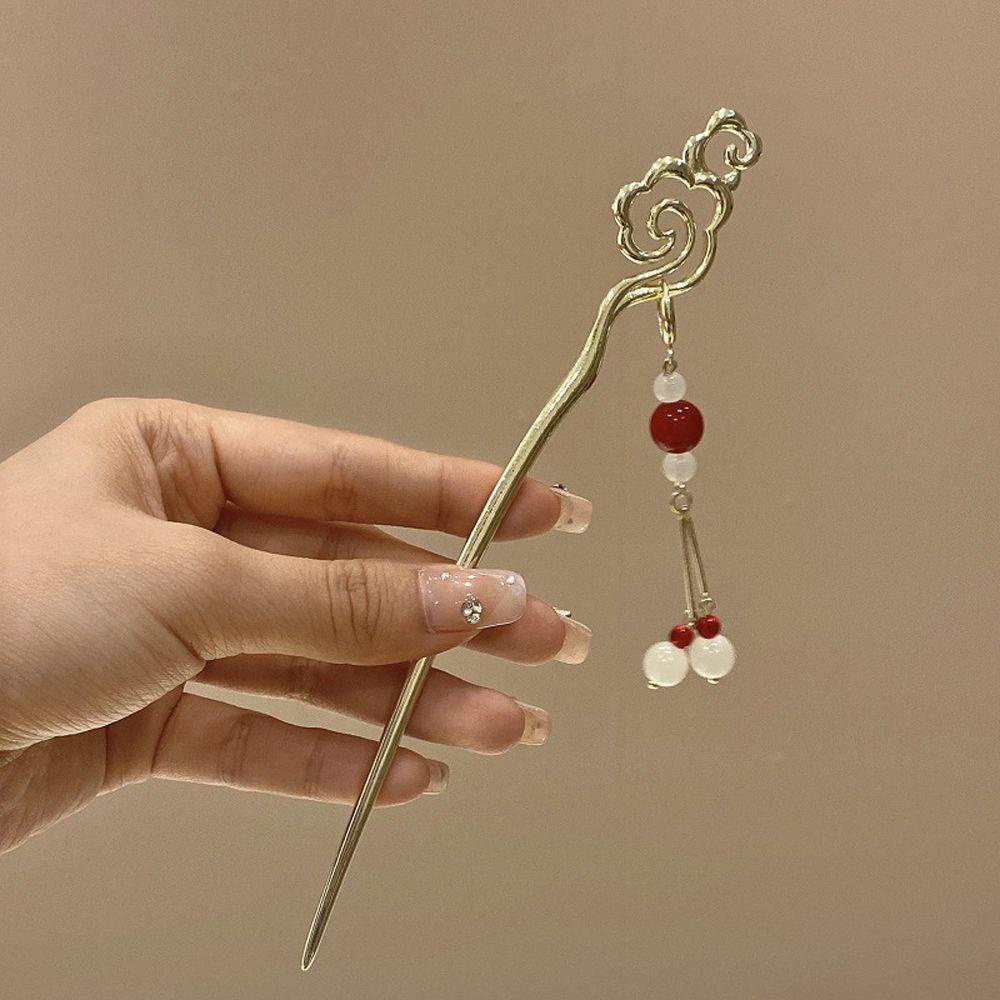 Trâm Cài Tóc Kim Loại Phối Tua Rua Phong Cách Trung Hoa Cổ Điển