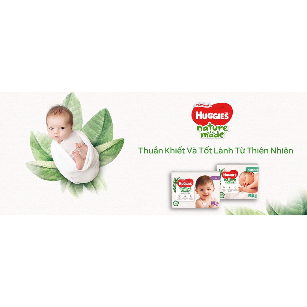 Tã quần/dán Huggies Siêu Cao Cấp Platinum Nature Made M33/M58/L44/XL38/XXL26 NB60/S82/M64/L54/XL44