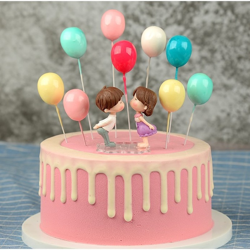 1 set bong bóng nhiều màu trang trí bánh kem sinh nhật cho bé