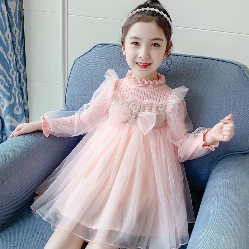 Đầm Công Chúa Dệt Kim Thời Trang Thu Đông Cho Bé Gái 3 5 6 7 8 9 Tuổi