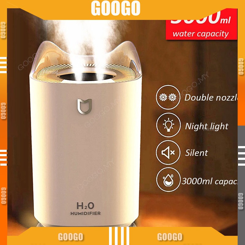 [BH 1 đổi 1] Máy phun sương tạo độ ẩm cỡ lớn - Phun 3 chế độ, 3000 ml, Sạc USB, Đèn ngủ LED