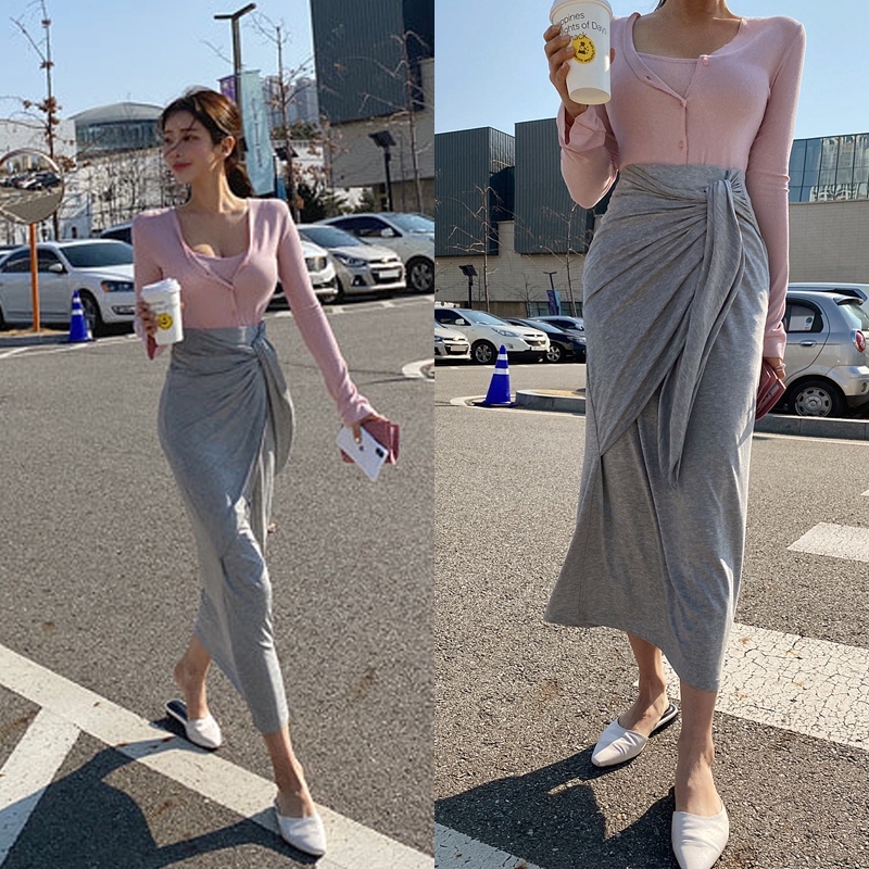 💜Ở hành quân💜 |Chân Váy Cotton Dáng Chữ A Thắt Nút Eo Phong Cách Hàn Quốc Thời Trang Mùa Hè Xinh Xắn Cho Nữ