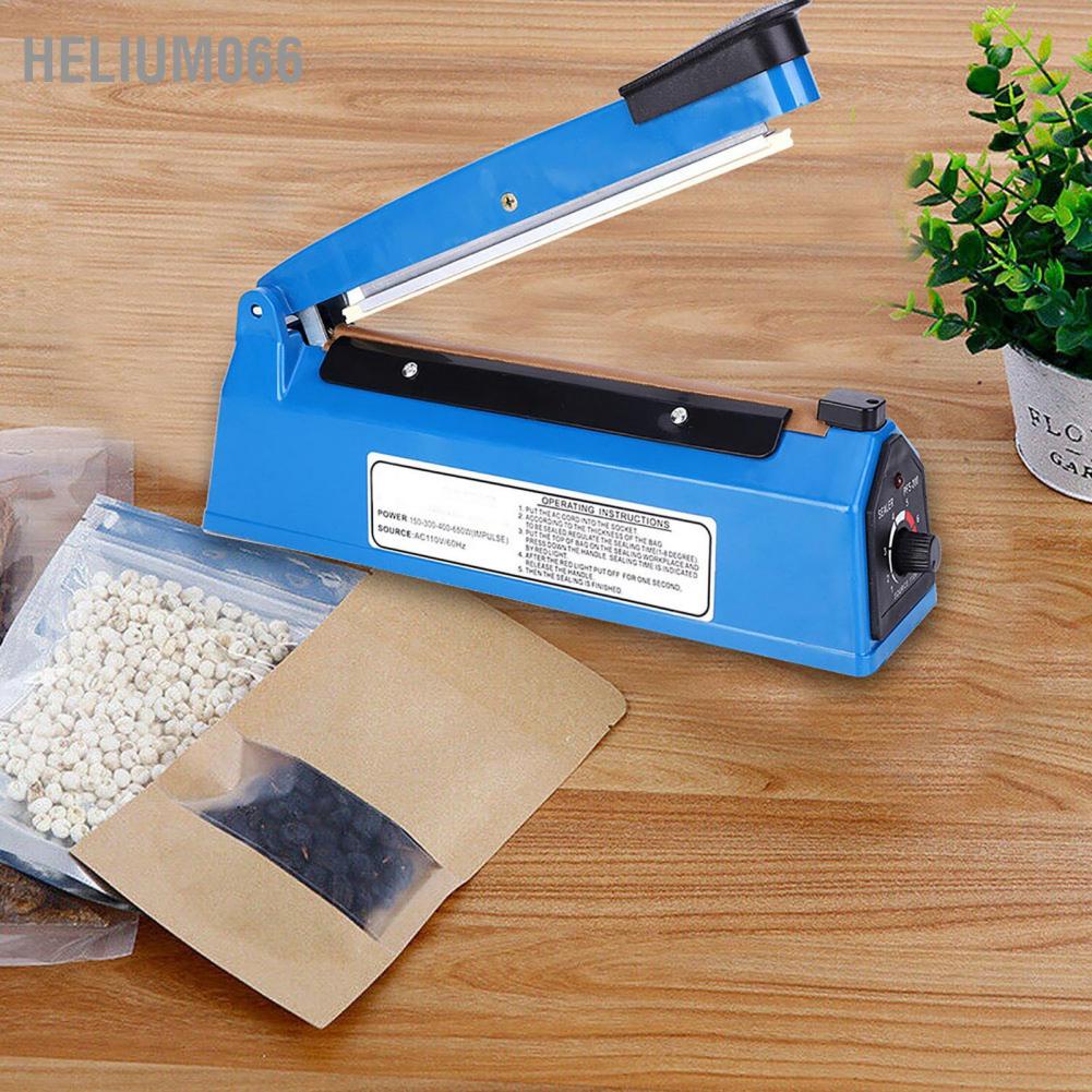 Helium066 PFS‑200 300W Manual Heat Bag Sealer 8in Impulse Sealing Machine Adjustable Timer US Plug AC110V