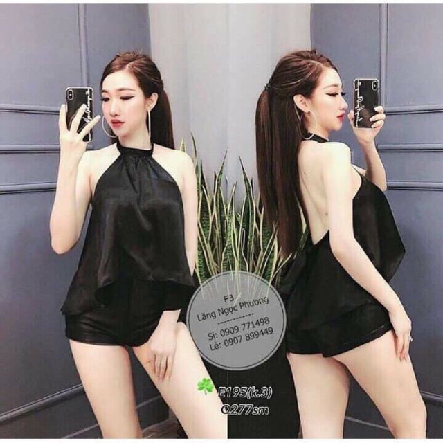 Áo yếm phi lụa khoe lưng cực sexy