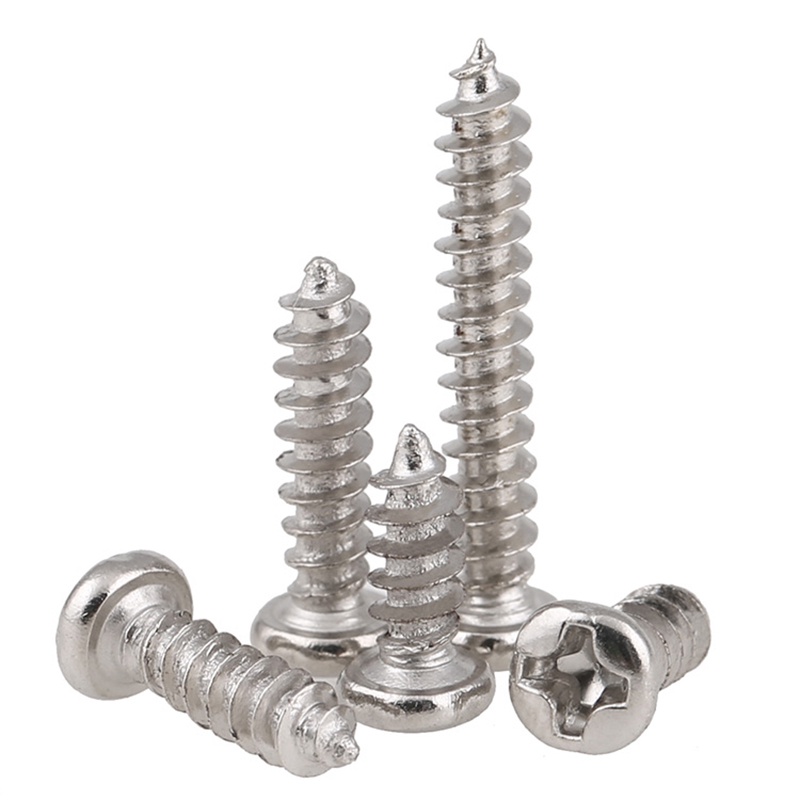 M1-M4 Nickel Mạ Vít Tự Khai Thác đầu Tròn Chữ Thập Vít Tường Thép Carbon Tự Khai Thác