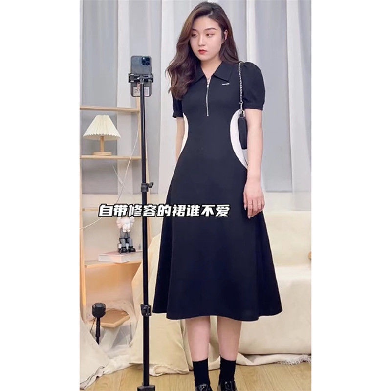 Đầm Cổ POLO Màu Sắc Tương Phản Thời Trang Mùa Hè Xinh Xắn Cho Nữ Có Size Lớn
