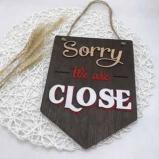 Bảng gỗ treo cửa, dán tường trang trí 2 mặt open - close