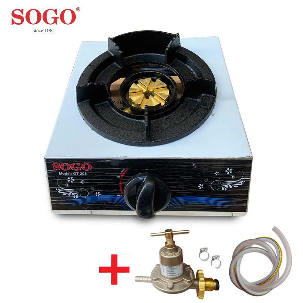 Combo Bếp khè gas bán công nghiệp SOGO GT-208S1 + Bộ dây van gas cao áp công nghiệp