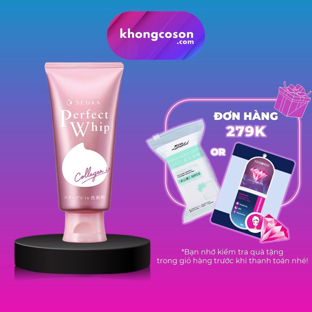 Sữa Rửa Mặt Dạng Bọt Làm Mờ Nếp Nhăn Senka Perfect Whip Collagen In 120g - Khongcoson