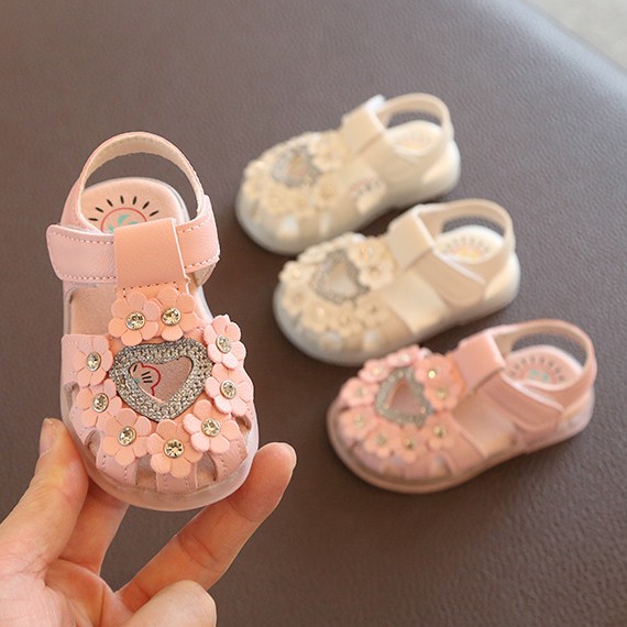 sandal giọ tập đi bé gái size 15-19 hoa xinh dễ thương