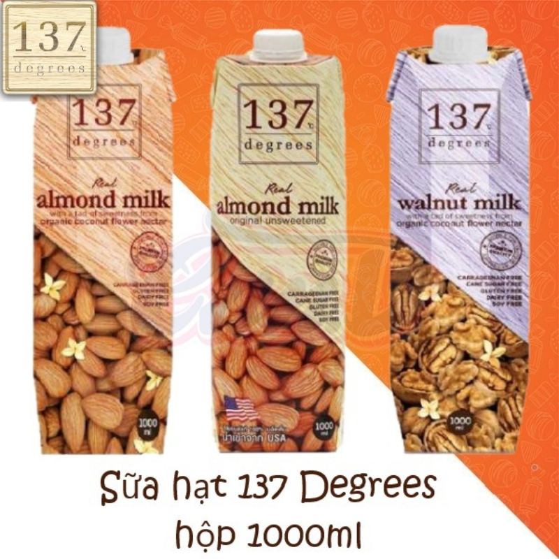 (1 thùng = 36 hộp)Sữa hạt 137 DEGREES hạnh nhân nguyên chất - hộp 180ml