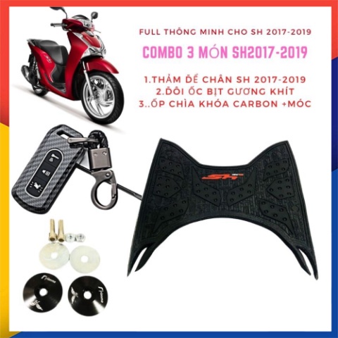 Combo 3 Món Cho SH 2017-2019 Gồm ( Ốp Smarkey carbon + Thảm +Ốc Bịt Gương) ( Ảnh Chụp Thật)