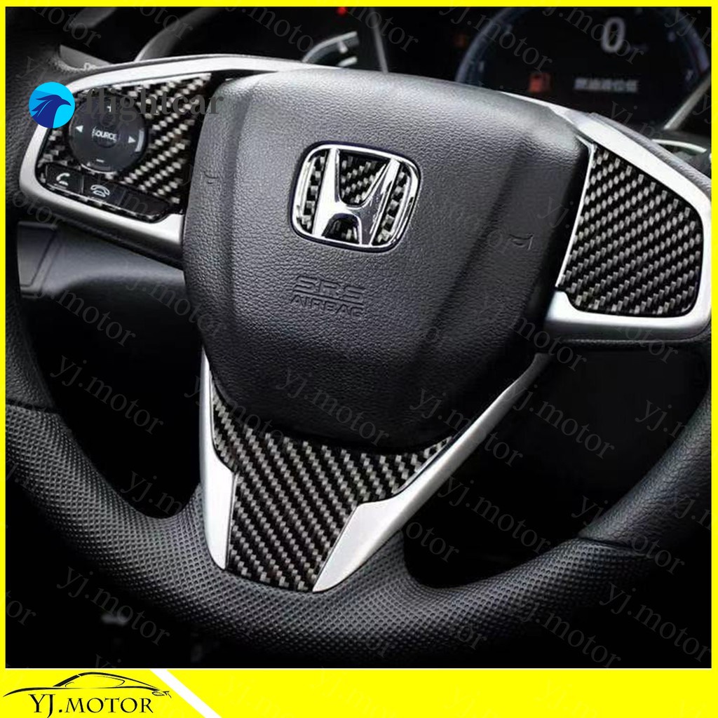 Miếng Dán Trang Trí Vô Lăng Xe Hơi Honda Civic FC 2016-2020 Bằng Sợi Carbon