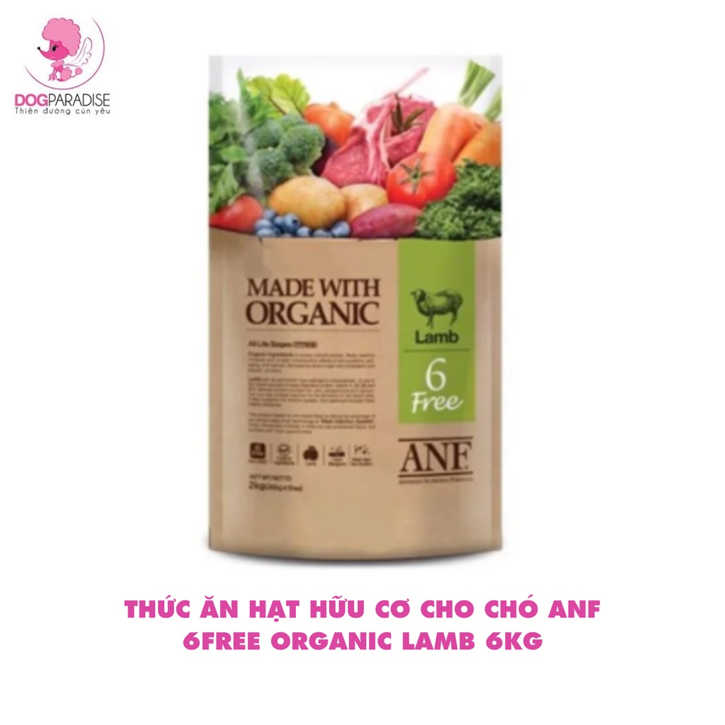 Thức ăn hạt hữu cơ cho chó ANF 6FREE Organic Lamb nhiều hương vị thơm ngon 2/6kg
