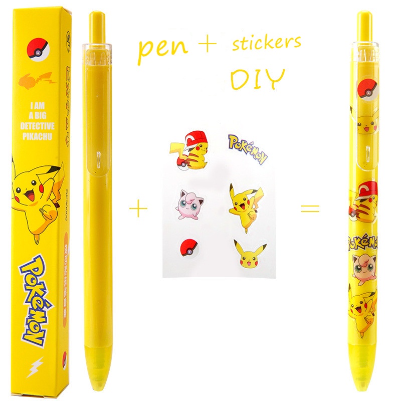 Bút Mực gel Dạng Nhấn Hình Pokemon Pikachu DIY Cho Trẻ Em