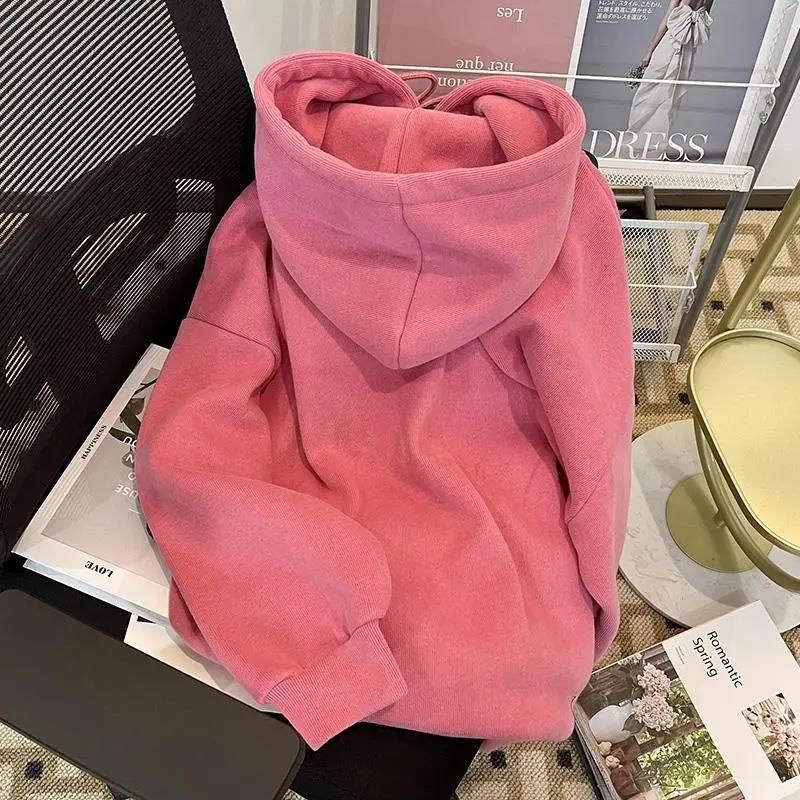 Áo Khoác Mỏng Có Nón In Họa Tiết Trái Tim Thời Trang Xuân Thu Mới