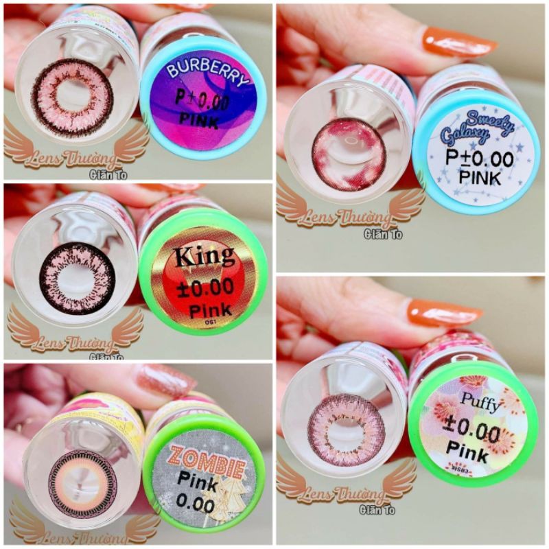kính áp tròng hồng hóa trang - lens pink cosplay ( only không độ)