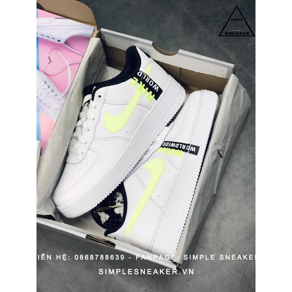 Giày Air Force 1 FREESHIP Air Force 1 Auth - Giày Nike AF1 Worldwide White Volt Chính Hãng Chuẩn Auth- Simple Sneaker