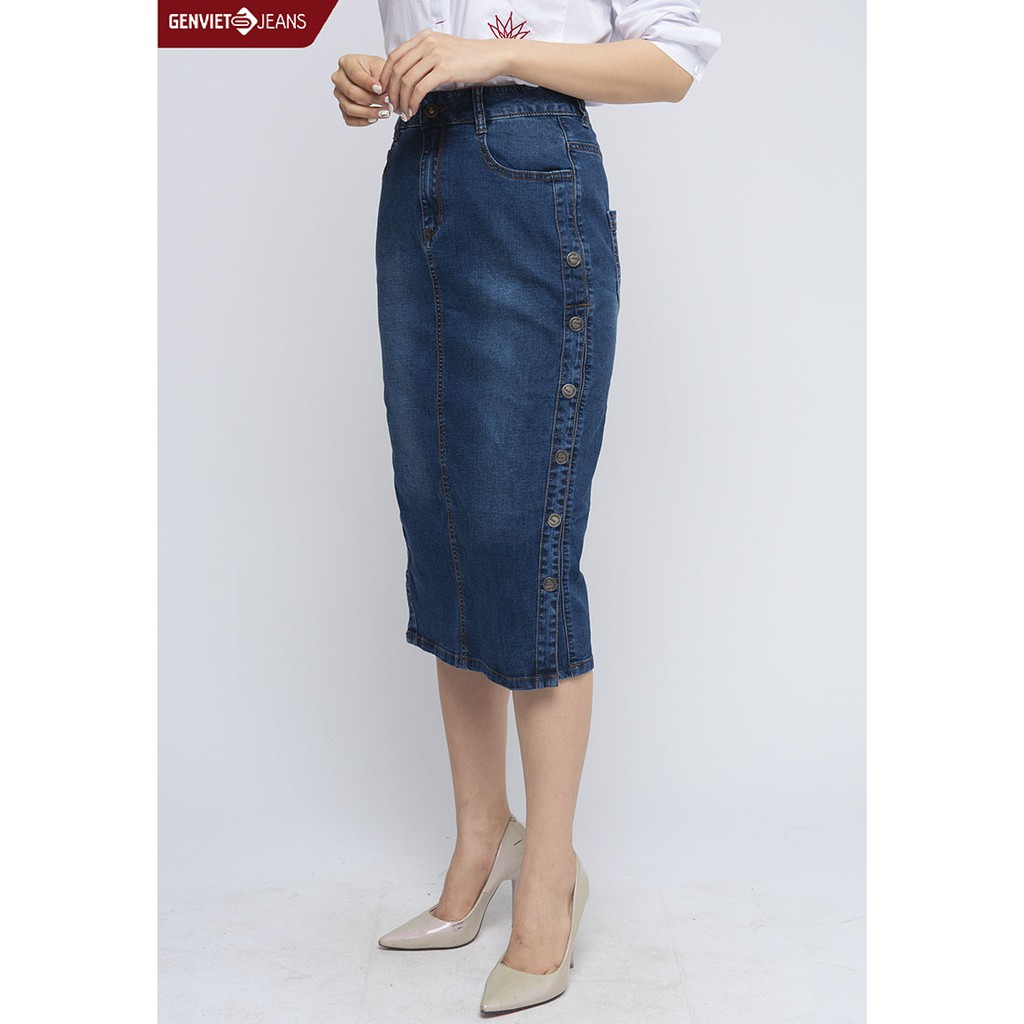 [Mã FASHIONMALLT4 giảm 15% đơn 150k] TJ321J1057 - Chân Váy Jeans Dáng Dài Nữ -GENVIET | BigBuy360 - bigbuy360.vn