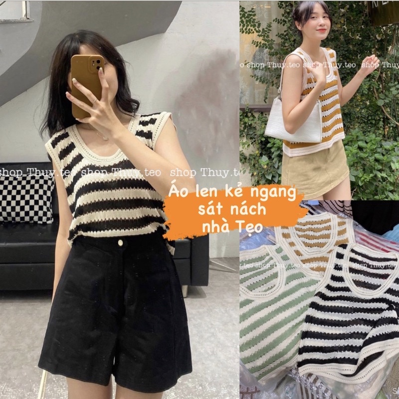 [Hàng mới] ÁO LEN KẺ NGANG SÁT NÁCH CHẤT LEN MỎNG NHẸ