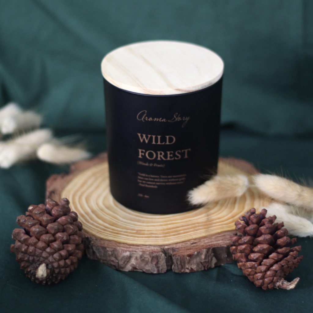Nến thơm trang trí, cao cấp, tự nhiên Aroma Story hương gỗ Wild Forest size 200g