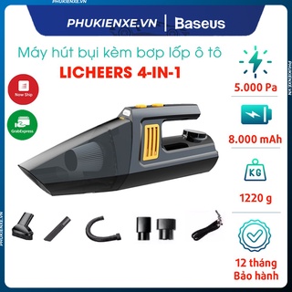 Máy hút bụi Licheers 4in1 tích hợp bơm lốp xe đo áp suất lốp 5000Pa 100W 12V và đèn soi sáng tiện dụng