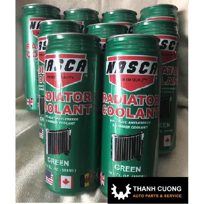 Nước xanh làm mát ô tô, xe máy Nasca Radiator Coolant Lon 500ml