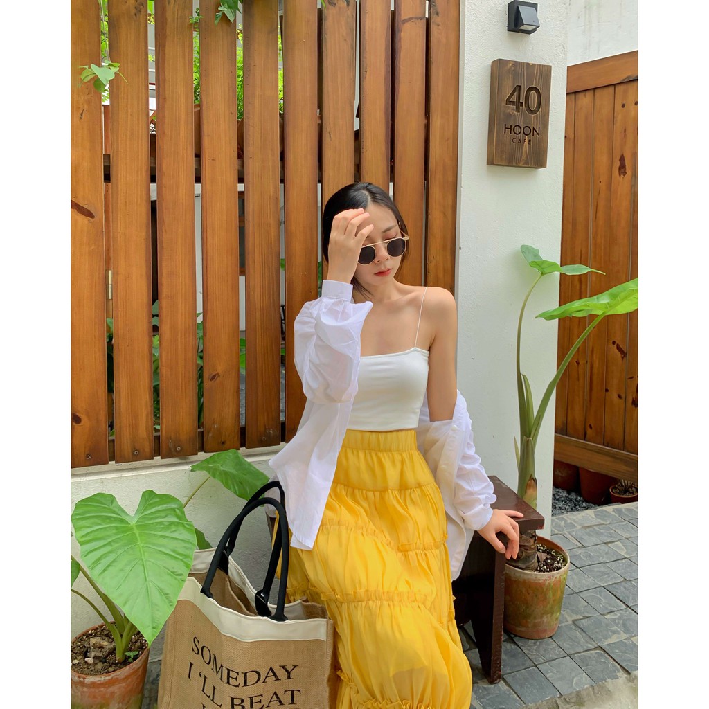 Áo hai dây cotton croptop dáng ngắn thiết kế T-Ju, màu đen, trắng, dáng ôm basic | BigBuy360 - bigbuy360.vn