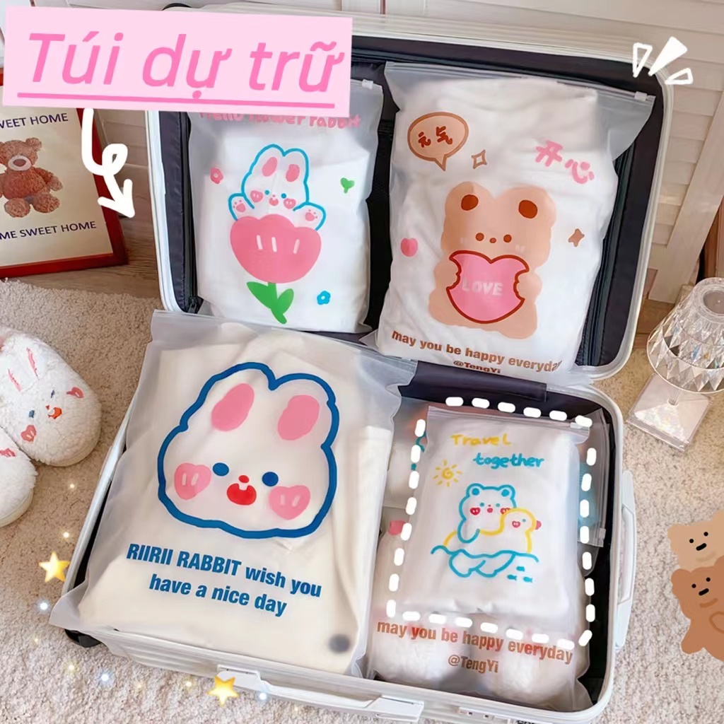 Túi Đựng Đồ Du Lịch Kiểu Dáng Dễ Thương | Túi Dây Kéo | Túi Đựng Quần Áo Tiện Dụng | Túi Nhựa Đóng Gói