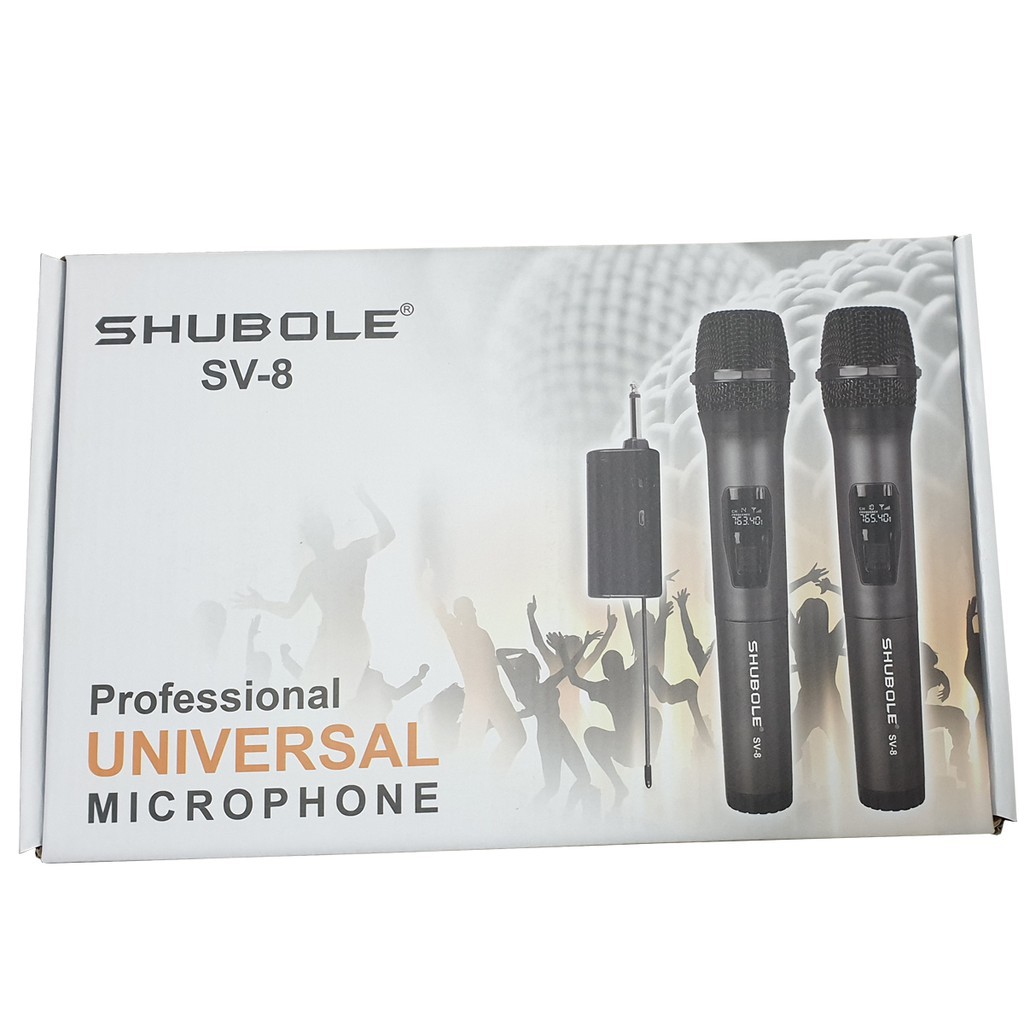 Micro Karaoke không dây đa năng SHUBOLE SV-8/VIETSTAR MV 01 (2 MIC) hút mic tốt, hát hay - Dùng cho loa kéo, amply, vang