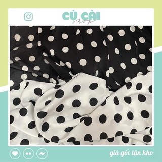 Vải lụa mango hoạ tiết chấm bi may áo dài may đầm may đồ bộ không cần lót khổ 1m5