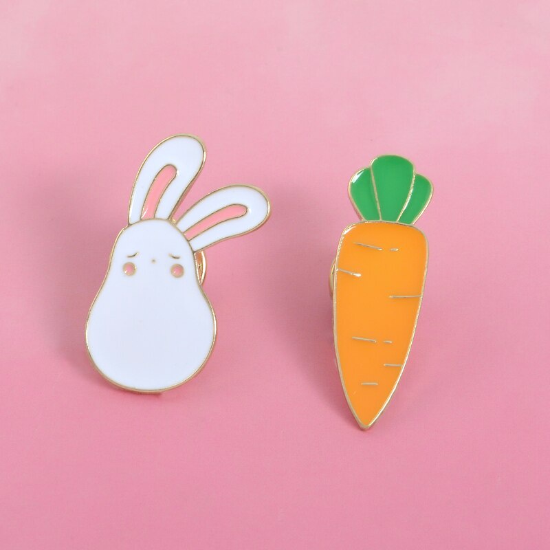 Ghim cài áo hình thỏ cà rốt dễ thương xinh xắn