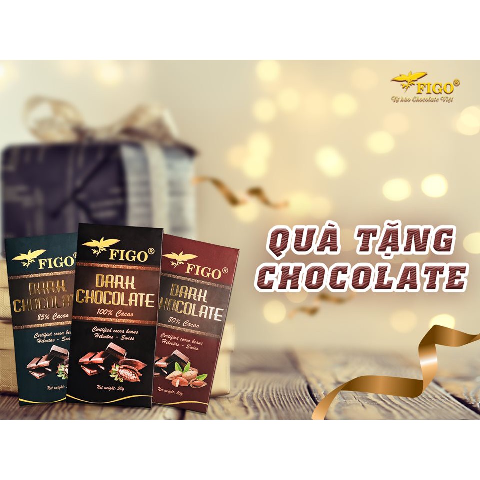 [QUÀ TẶNG VALENTINE] Combo 6 Thanh Dark ChocolateFigo MIX các loại 100%; 85%; 80%; 70% thanh 50gr