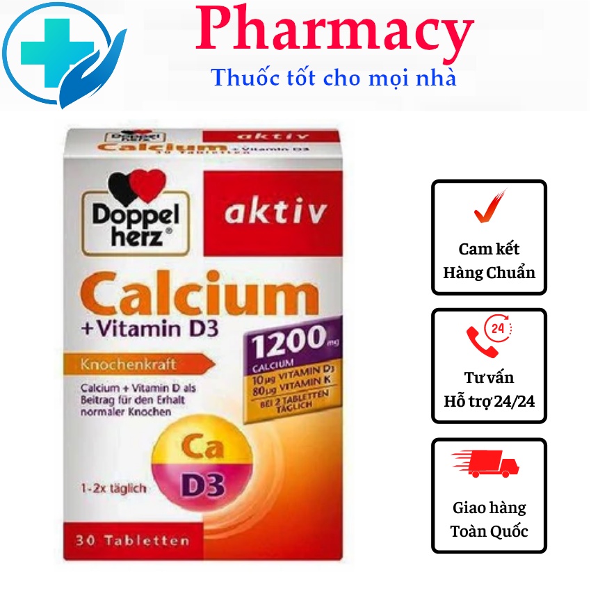 Calcium D3 doppelherz Đức 1200mg 30 viên - Bổ sung canxi hàm lượng 1200mg giúp phát triển xương, chiều cao