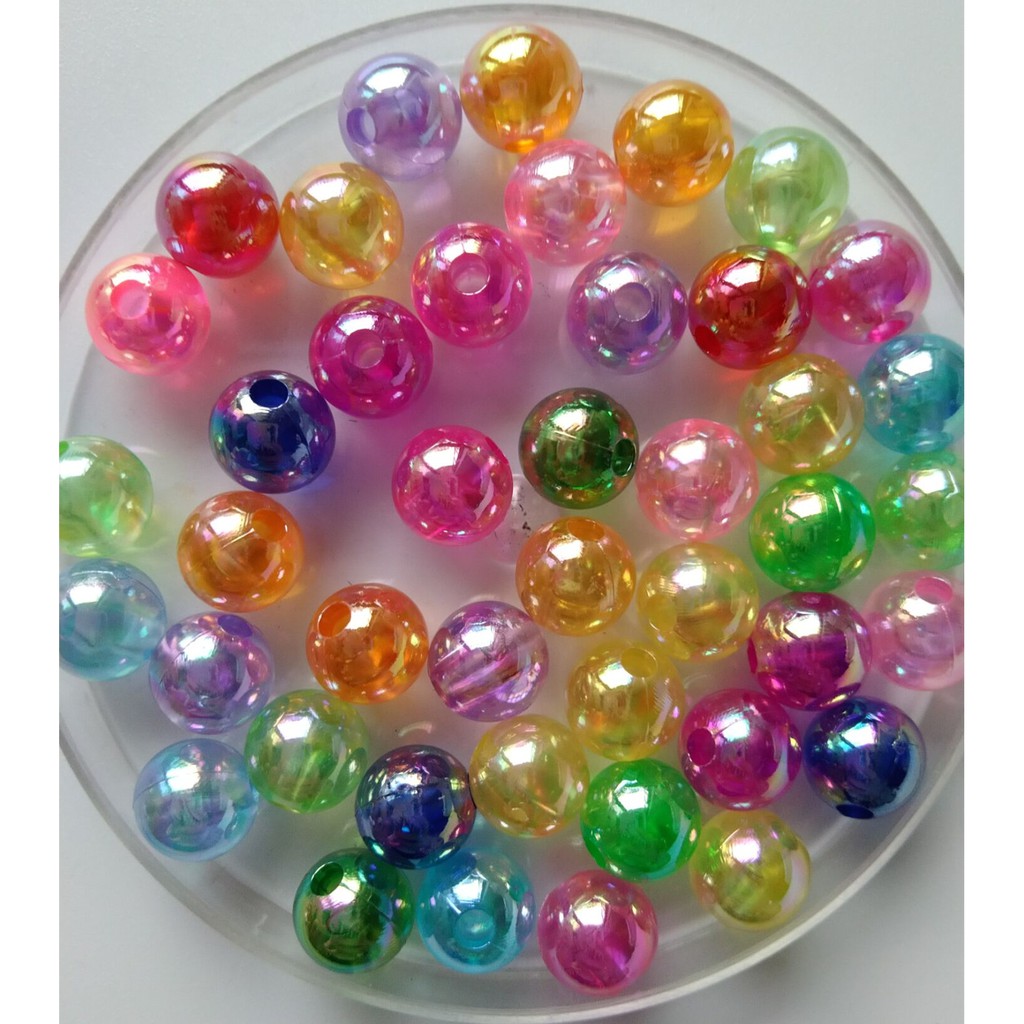 Chuỗi hạt tròn màu sắc cầu vồng 6mm 8mm 10mm dùng làm trang sức