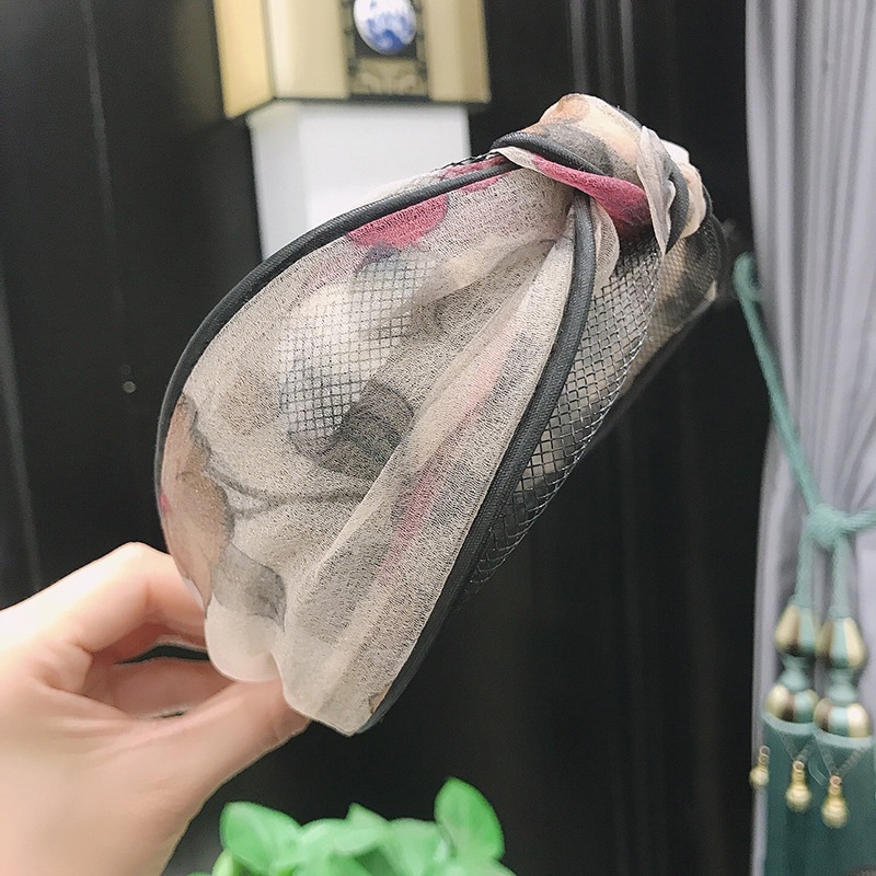 Băng Đô Vải Ren Lưới Họa Tiết Chấm Bi Thắt Nút Bản Rộng Thời Trang Cho Nữ