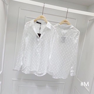 Áo sơ mi lụa cổ đức họa tiết LV sang chảnh