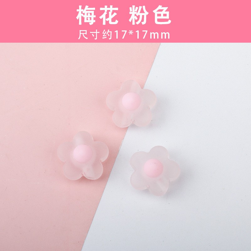 Bộ 15 hạt nhựa Acrylic trong suốt 17mm hình hoa làm trang sức thủ công