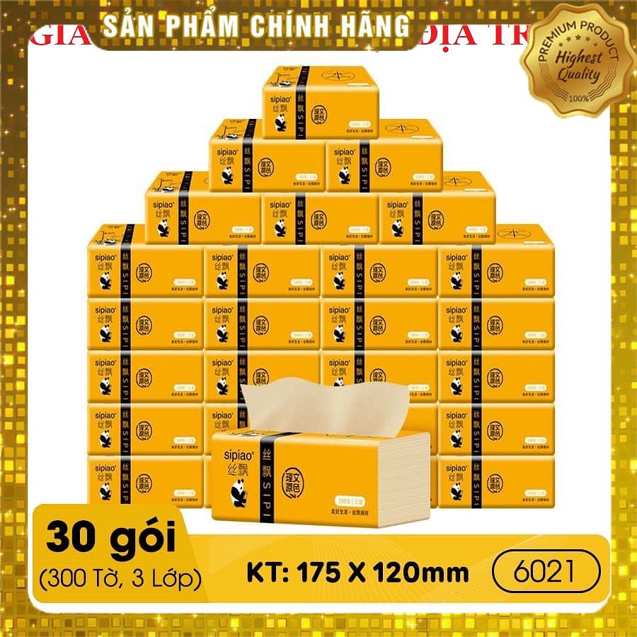 Thùng 30 gói giấy ăn Sipiao 6021/ giấy rút gấu/ giấy ăn gấu trúc (mẫu 300 tờ/ gói) [giá rẻ]