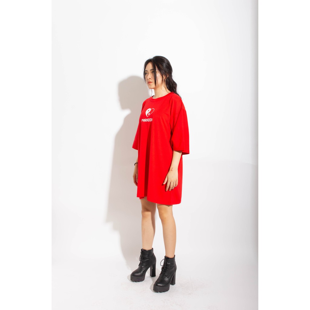 Áo thun form rộng Paradox tay lỡ - Unisex - In hình - UNICORN GOT LOVED - Màu đỏ