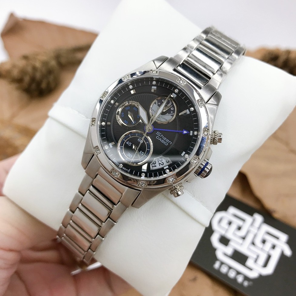 Đồng hồ nữ Casio Sheen SHN-5506D-1A kính Sapphire chống trầy, viền đính đá, chống nước 50m, hàng chính hãng
